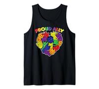 Proud Ally LGBTQ Supporter Rainbow Cat Heart Tank Top