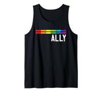 Proud Ally Rainbow Bars Pride Queer Gay CSD Lesbian LGBTQ Tank Top