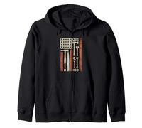 Proud American Carpenter Woodworking Patriotic Flag Zip Hoodie
