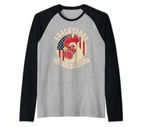 Proud American Chicken Farmer Patriotic USA Flag Chicken Raglan Baseball Tee