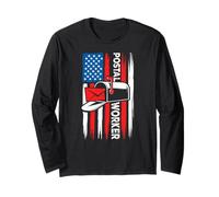 Proud American Flag Postal Worker Working The Daily Route Long Sleeve T-Shirt