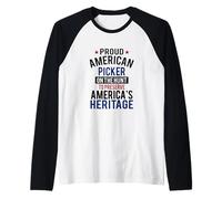 Proud American Heritage Picker Vintage Vibe Artwork Raglan Baseball Tee