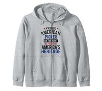 Proud American Heritage Picker Vintage Vibe Artwork Zip Hoodie