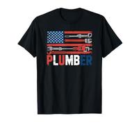 Proud American Plumber USA Flag Graphic for Professional T-Shirt