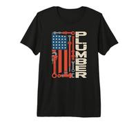 Proud American Plumber USA Flag Graphic for Worker Dad Premium T-Shirt