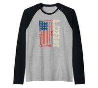 Proud American Plumber USA Flag Graphic for Worker Dad Raglan Baseball Tee