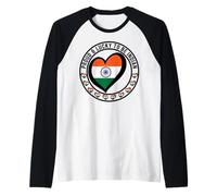 Proud and Lucky to Be Indian I Love India Flag Heart Graphic Raglan Baseball Tee