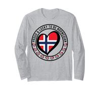 Proud and Lucky to Be Norwegian I Love Norway Flag Print Tee Long Sleeve T-Shirt