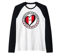 Proud and Lucky to Be Peruvian I Love Peru Flag Heart Design Raglan Baseball Tee