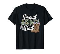 Proud Army Dad Boots American Flags Military for Veterans T-Shirt