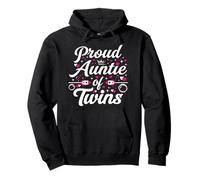 Proud Auntie of Twins Pink Rocket Space Themed Aunt Pullover Hoodie