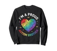 Proud Autism Brother Heart Neurodiversity Awareness Rainbow Sweatshirt