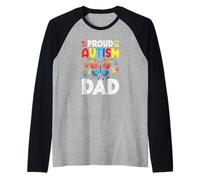 Proud Autism Dad Autism Awareness Raglan Baseball Tee