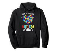 Proud Autism Mum Autism Colorful Puzzle Heart Pullover Hoodie