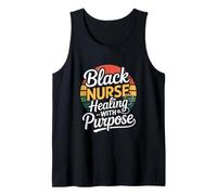 Proud Black Nurse Healing with Purpose Quote Retro Tank Top