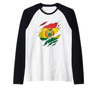 Proud Bolivian Design | Torn Ripped Bolivia Flag Raglan Baseball Tee