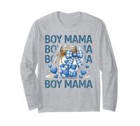 Proud Boy Mama Blue Hearts Mason Jar Gingham Bow Long Sleeve T-Shirt