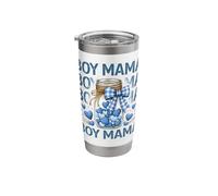 Proud Boy Mama Blue Hearts Mason Jar Gingham Bow Stainless Steel Insulated Tumbler