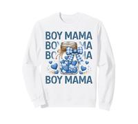 Proud Boy Mama Blue Hearts Mason Jar Gingham Bow Sweatshirt