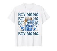 Proud Boy Mama Blue Hearts Mason Jar Gingham Bow T-Shirt