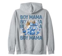 Proud Boy Mama Blue Hearts Mason Jar Gingham Bow Zip Hoodie