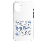 Proud Boy Mom Life Wild Sons Hydrangea Dragonfly Case for iPhone 16