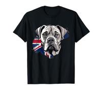 Proud Bullmastiff Head with UK Flag Design T-Shirt