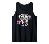 Proud Bullmastiff Head with UK Flag Design Tank Top