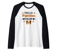Proud Butterfly Dog Mom Papillon Dog Lover Raglan Baseball Tee