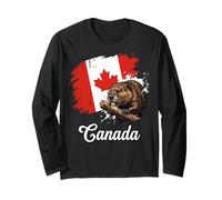 Proud Canadian Beaver Canada Flag Maple Leaf Long Sleeve T-Shirt