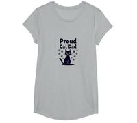 Proud Cat Dad: Feline Father's Paw-Some Pride T-Shirt, Girls, Heather Grey, Small