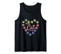 Proud Cat Lady Heart Paw Prints Pastel Rainbow Aesthetic Tank Top