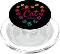 Proud Cat Mom Heart Paw Prints Rainbow Aesthetic Cute PopSockets PopGrip for MagSafe