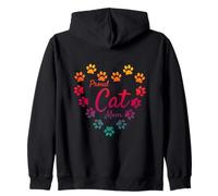 Proud Cat Mom Heart Paw Prints Rainbow Aesthetic Cute Zip Hoodie