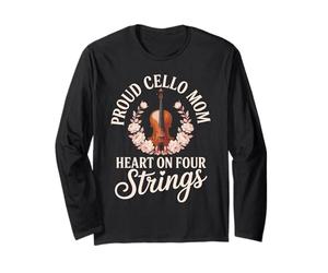Proud Cello Mom Heart On Four Strings Long Sleeve T-Shirt