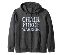 Proud CHAIR FORCE WARRIOR Airman Veteran Corp Military Crew Zip Hoodie