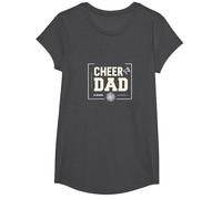 Proud Cheer Dad Megaphone Spirit Pom Pom Supporter T-Shirt, Girls, Dark Heather Grey, Small