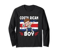 Proud Costa Rican Boy Son Dab Pose Costa Rica Flag Long Sleeve T-Shirt