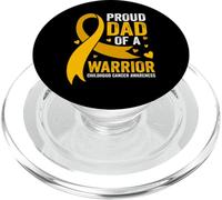 Proud Dad of a Warrior Childhood Cancer Awareness Ribbon PopSockets PopGrip for MagSafe