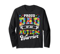Proud Dad of an Autism Warrior Autism Awareness Month Long Sleeve T-Shirt