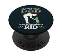 Proud Dad Of An Extraordinary Kid - Autism Awareness Father PopSockets Adhesive PopGrip