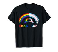 PROUD DAD Pride Gay Trans Flag LGBTQ Ally Statement T-Shirt