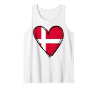 Proud Danish Boy Girl Aunt Dad Mama Denmark Flag Heart Print Tank Top