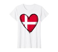 Proud Danish Boy Girl Aunt Dad Mama Denmark Flag Heart Print Value Graphic T-Shirt