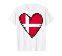 Proud Danish Boy Girl Aunt Dad Mama Denmark Flag Heart Print Value Graphic T-Shirt