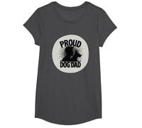Proud Dog Dad Retro Silhouette Pet Lover Father's Day T-Shirt, Girls, Dark Heather Grey, Small