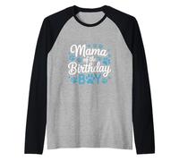 Proud Dog Mom Blue Pawprint Birthday Party Design Raglan Baseball Tee