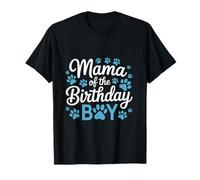 Proud Dog Mom Blue Pawprint Birthday Party Design T-Shirt