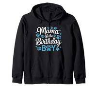Proud Dog Mom Blue Pawprint Birthday Party Design Zip Hoodie