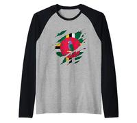Proud Dominicans | Torn Ripped Dominica Flag Raglan Baseball Tee